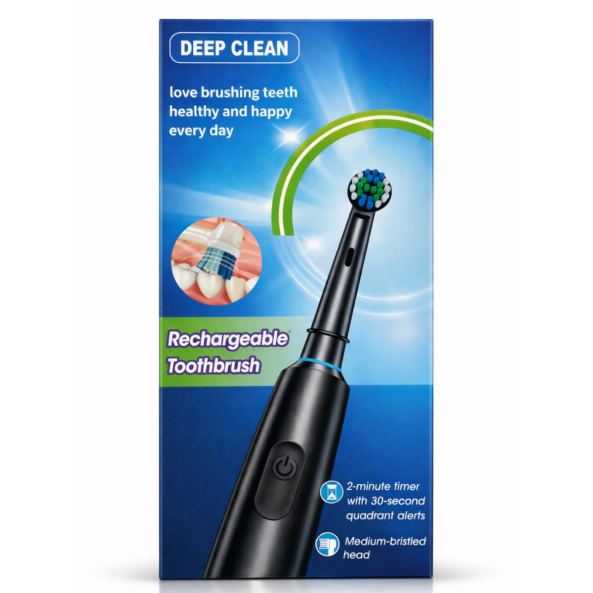 Elektrická zubná kefka Deep Clean biela + 4 hlavice